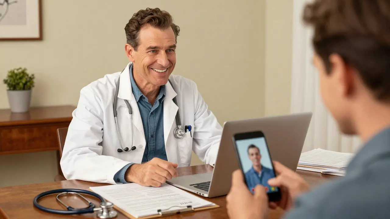 Doctor smiling during virtual telemedicine appointment