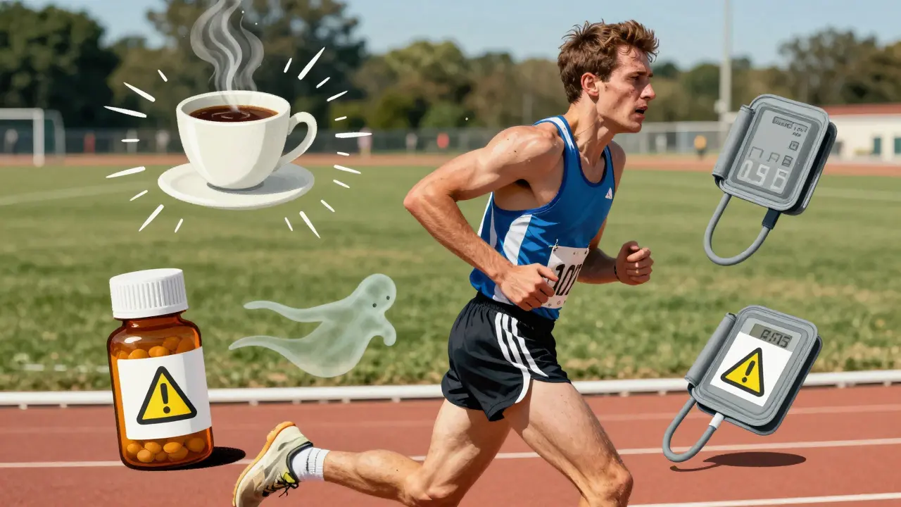 Runner struggling with effects of caffeine and meds during race