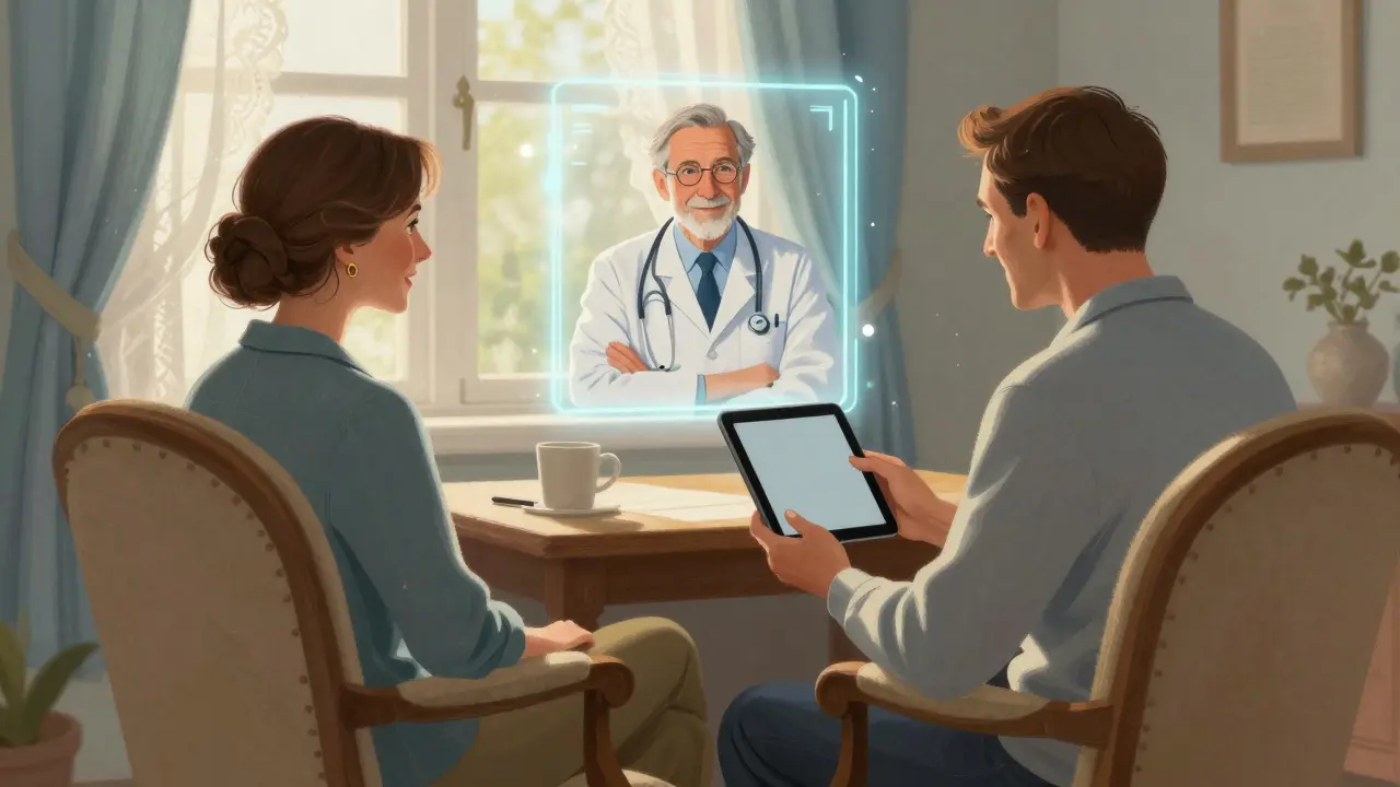Doctor consulting with patient via video call