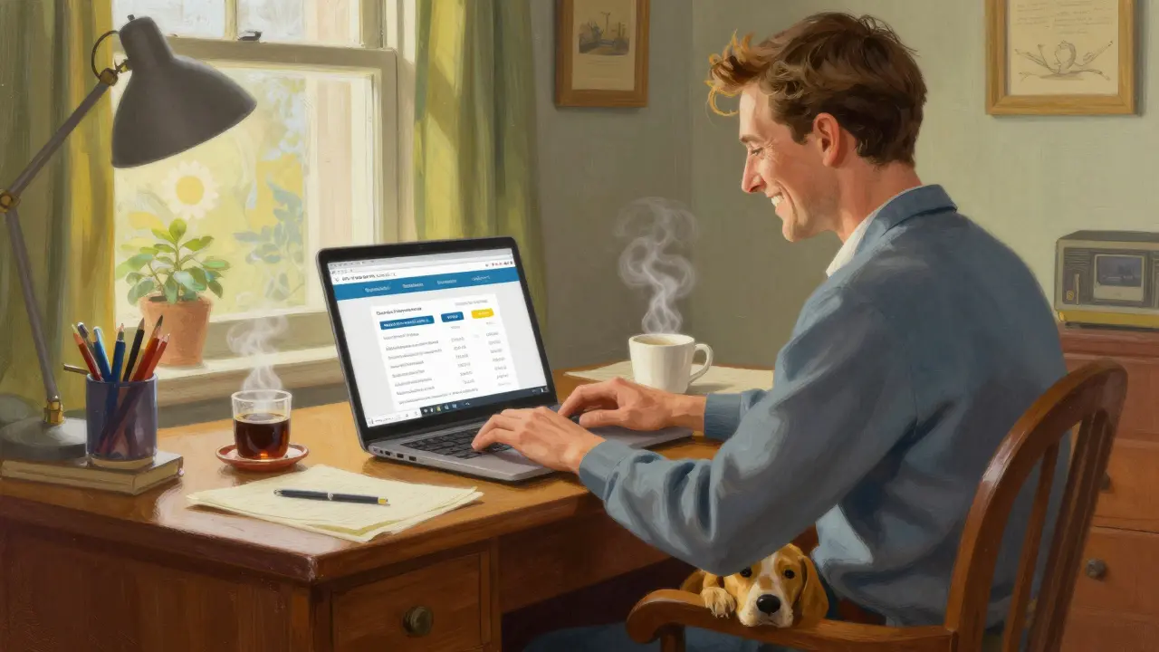 Person saving money buying meds online from home