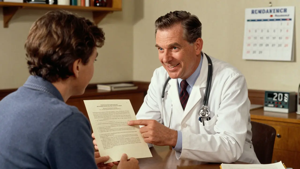 Doctor and patient discussing medication safety together