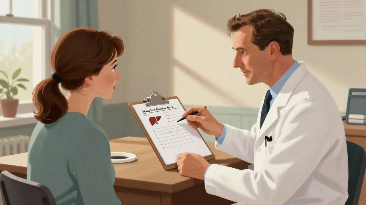Doctor explaining liver test results to a patient